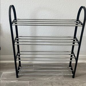 Black and Silver Metal Shoe Rack